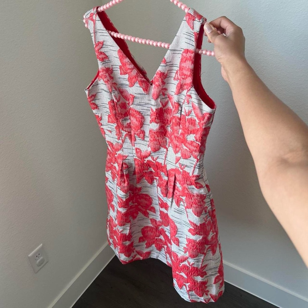 peach floral mini dress with pockets ▫️